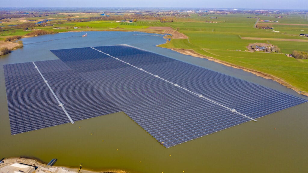 A BayWa re floating solar project in Germany.
