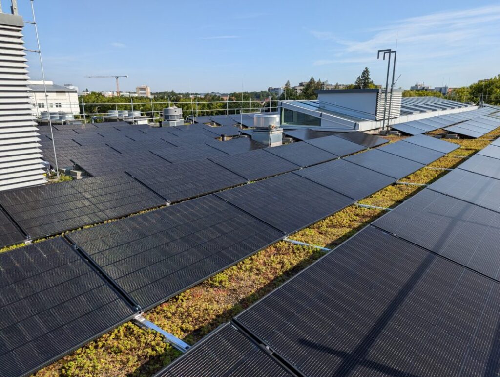 Rooftop solar panels.