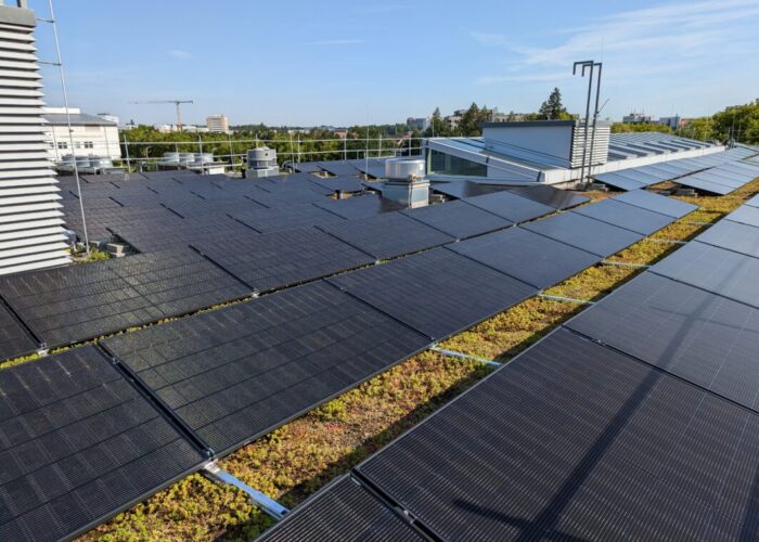 Rooftop solar panels.