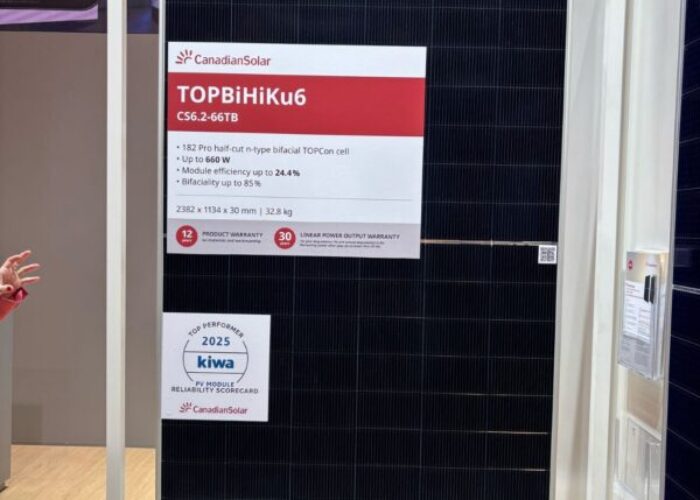 Canadian Solar showcases TOPCon 2.0 modules at Intersolar Europe.