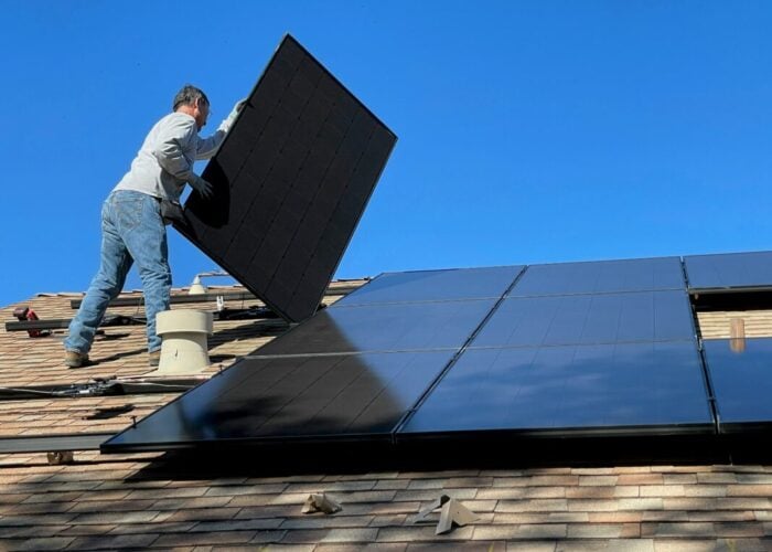 Rooftop solar installation.