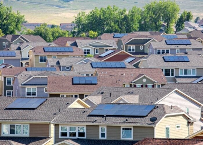 Rooftop solar panels in the US.
