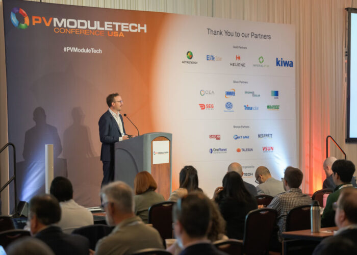 David Owen of Solar Media addresses attendees at PV Module Tech USA 2025