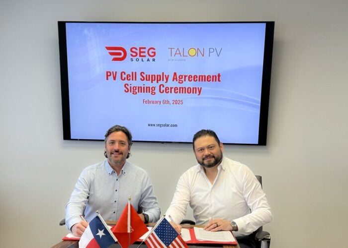 The Talon PV and SEG Solar signing ceremony.