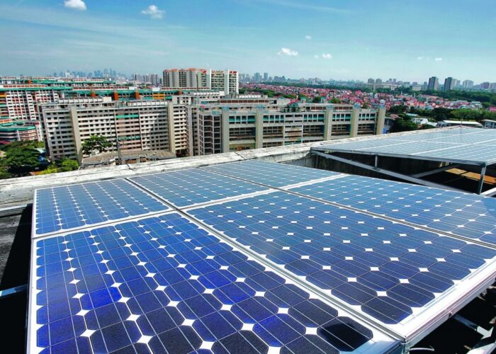 Rooftop solar panels in Singapore.